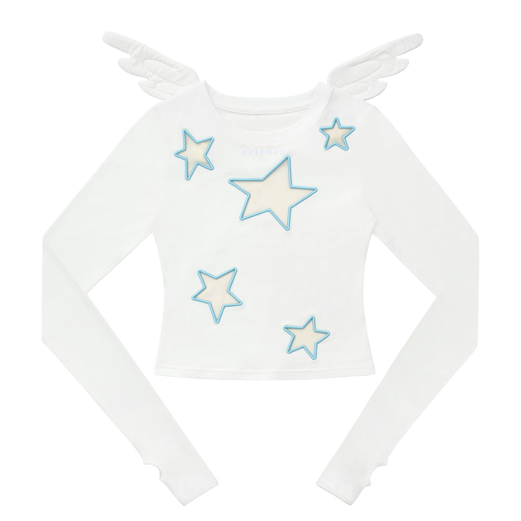 STAR MESH WING RUCHED TOP