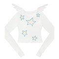 STAR MESH WING RUCHED TOP