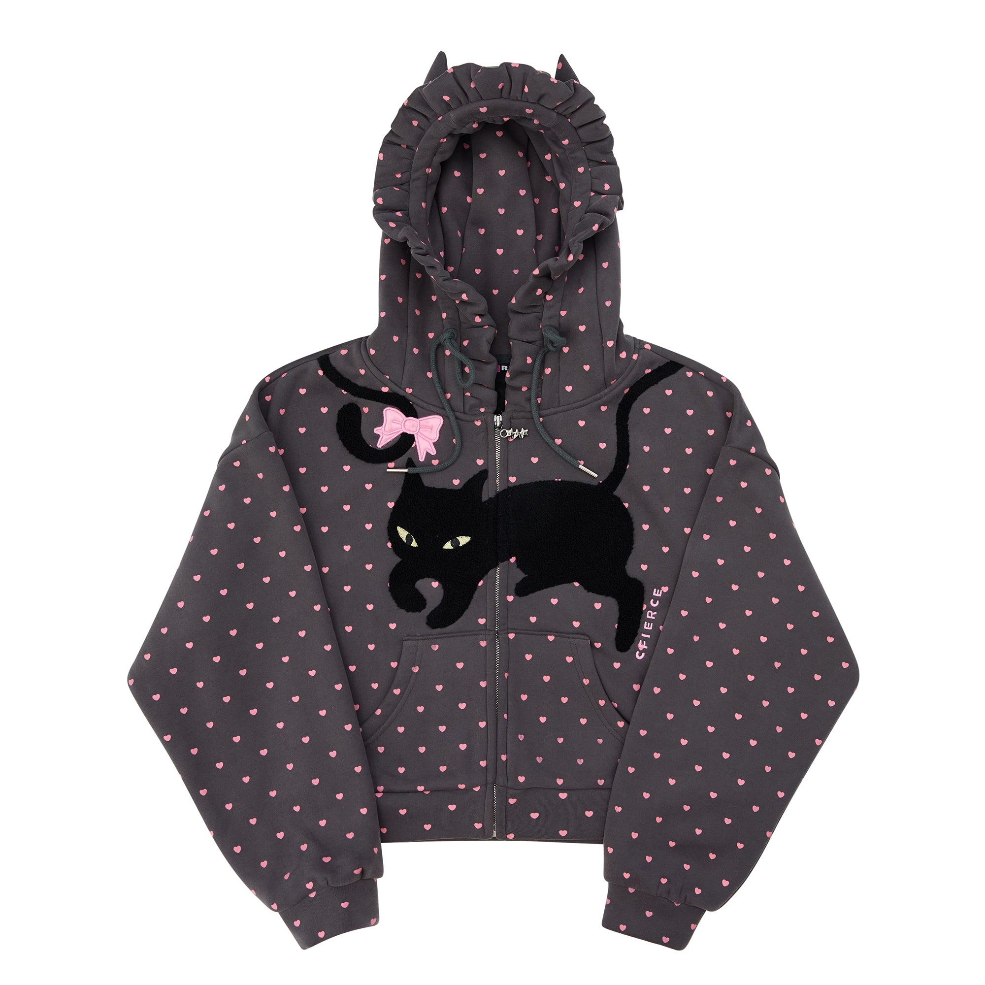 CAT POLKA DOT ZIPUP HOODIE