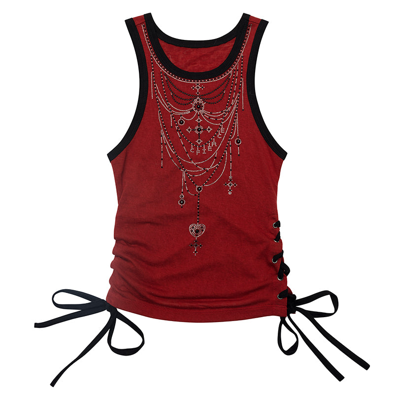 RHINESTONE NECKLACE TANK TOP