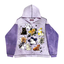 Load image into Gallery viewer, KITTY ZIP UP HOODIE
