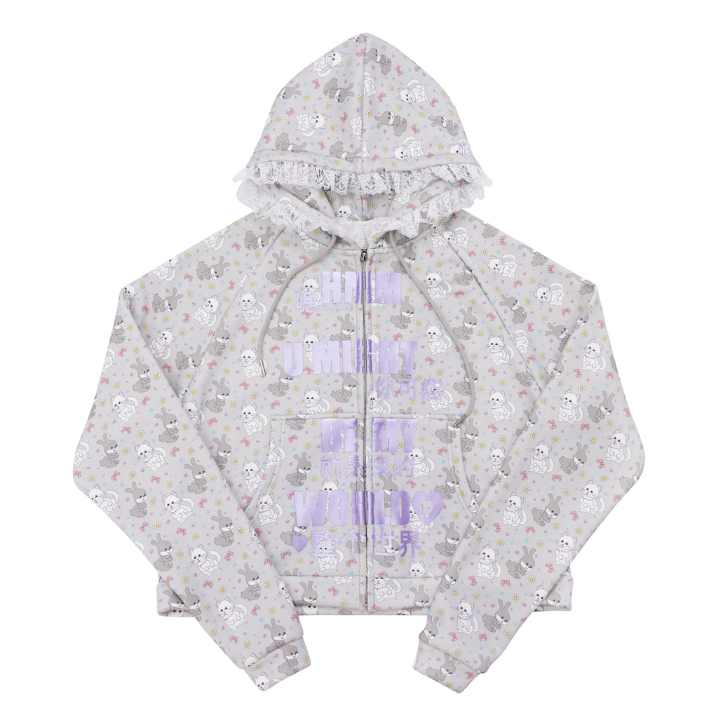 MY WHOLE WORLD’ ZIP-UP HOODIE