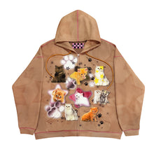 Load image into Gallery viewer, KITTY ZIP UP HOODIE
