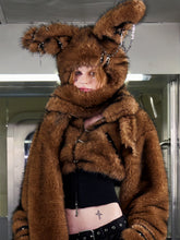 Load image into Gallery viewer, LONG PLUSH BUNNY HOODED SCARF
