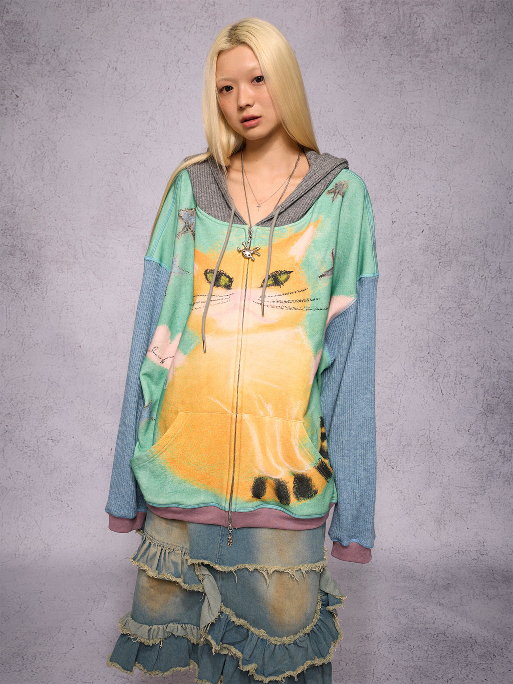 FAIRY CAT PATCHWORK HOODIE