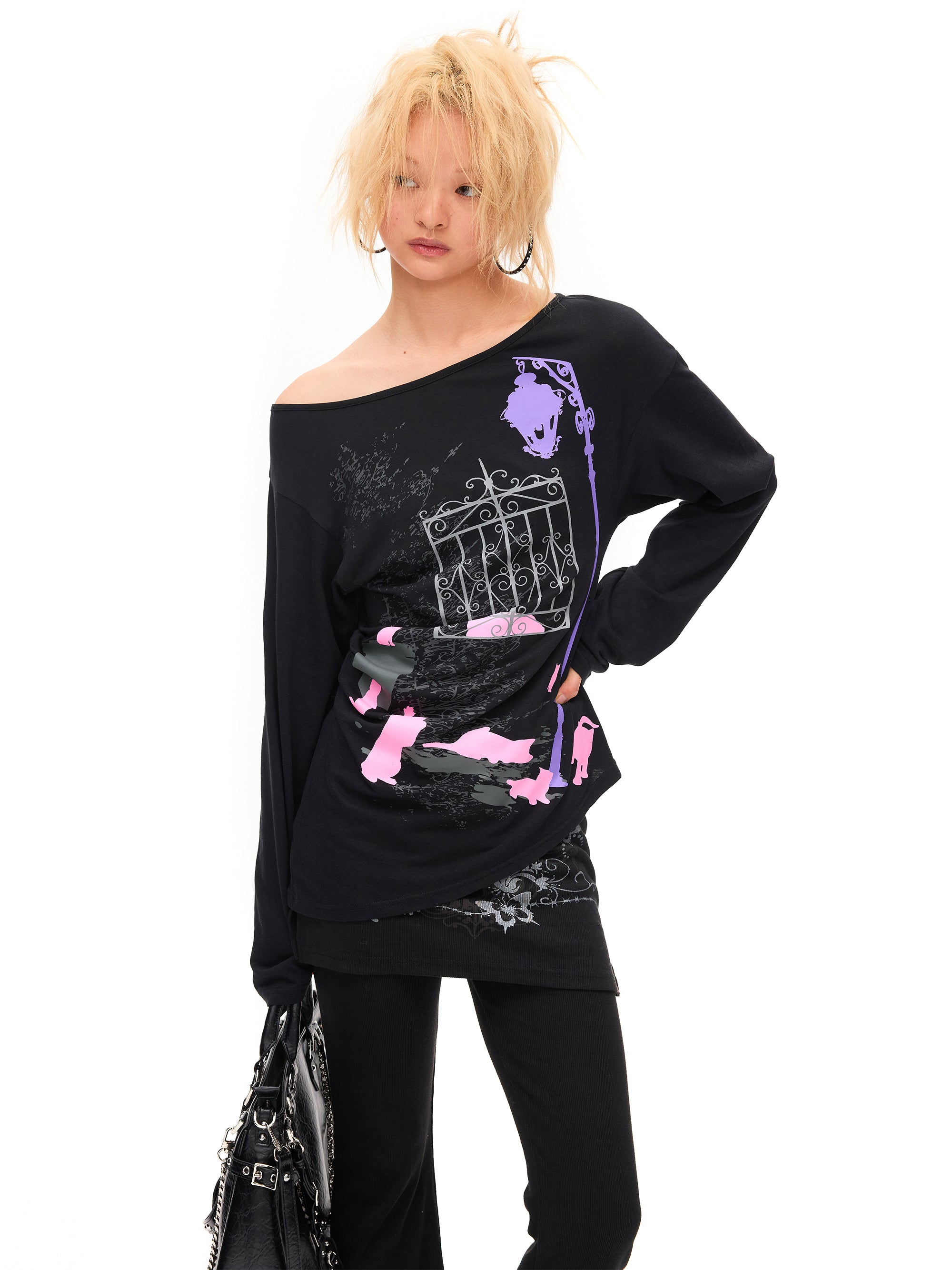 NIGHT CAT OFF-SHOULDER TOP