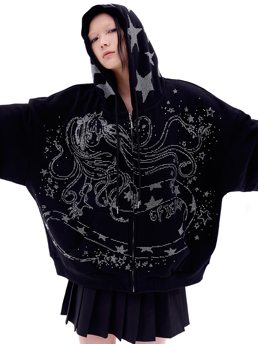 SNAKE GIRL ZIP UP HOODIE