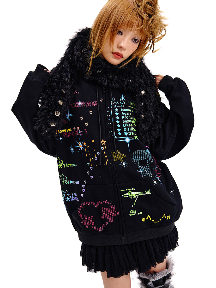 EMOTICON ZIP-UP HOODIE