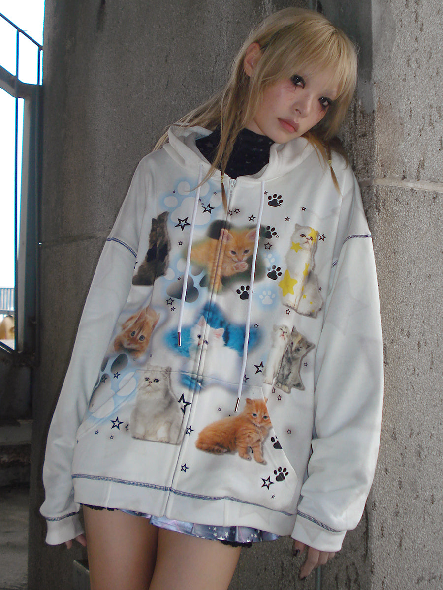 KITTY ZIP UP HOODIE