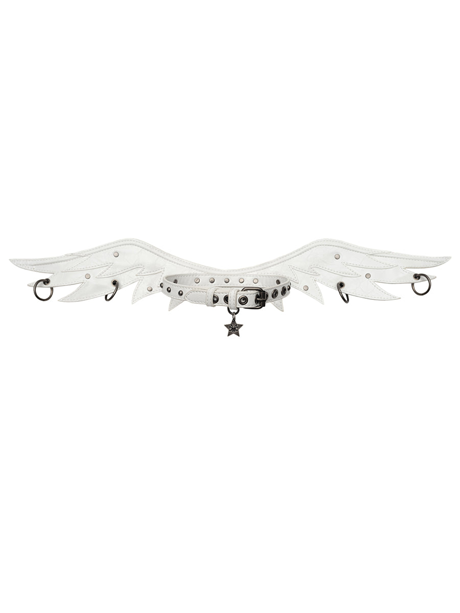 FAUX LEATHER ANGEL CHOKER
