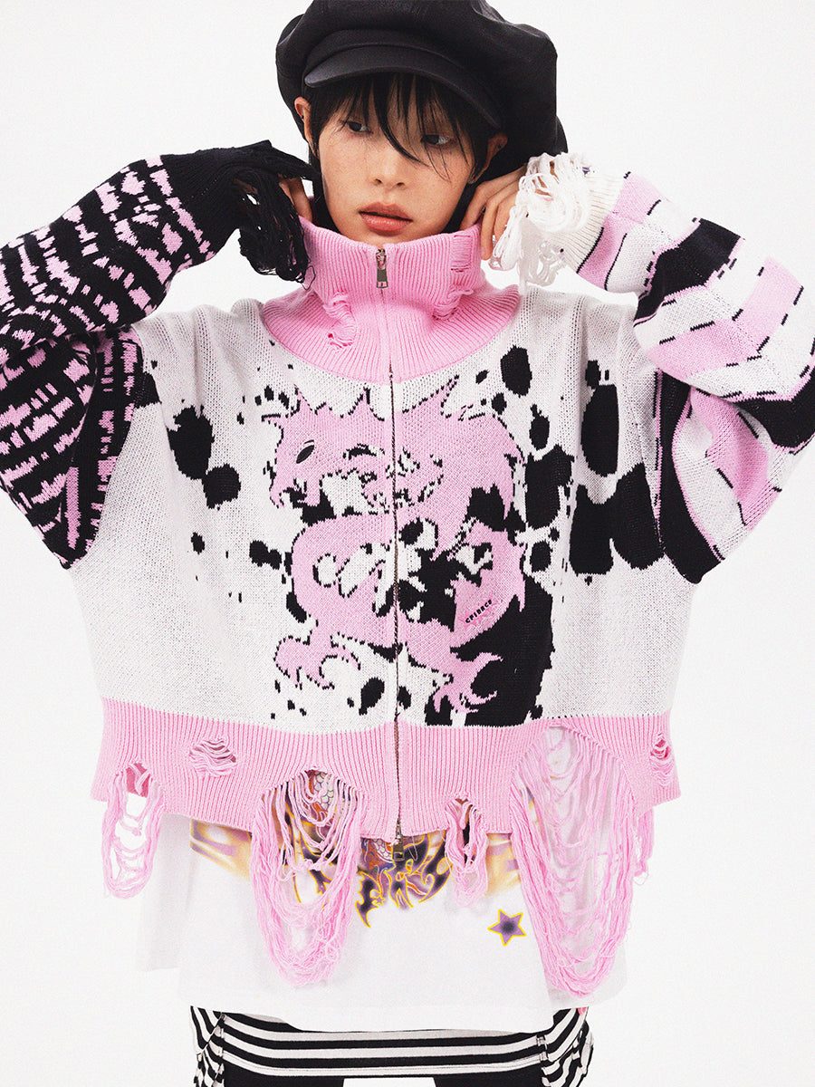 DRAGON ZIP UP SWEATER