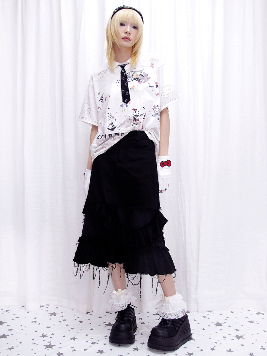 BLACK DENIM SKIRT