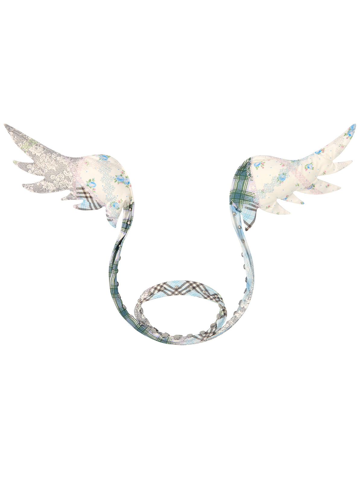 PLAID FLORAL LACE WING CHOKER