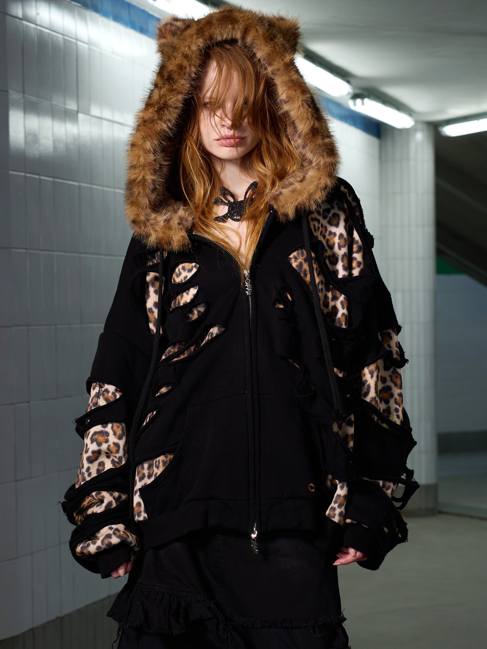 LEOPARD DESTROYED HOODIE