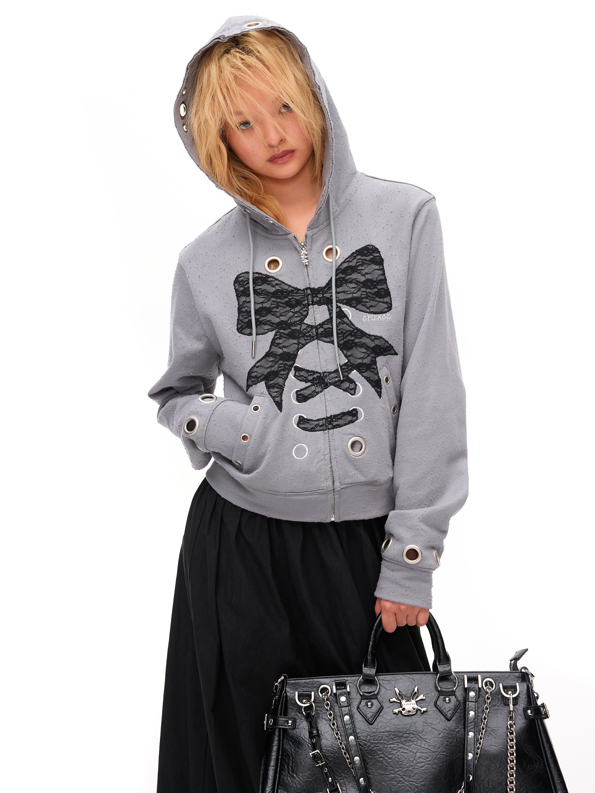 LACE BOW HOODIE