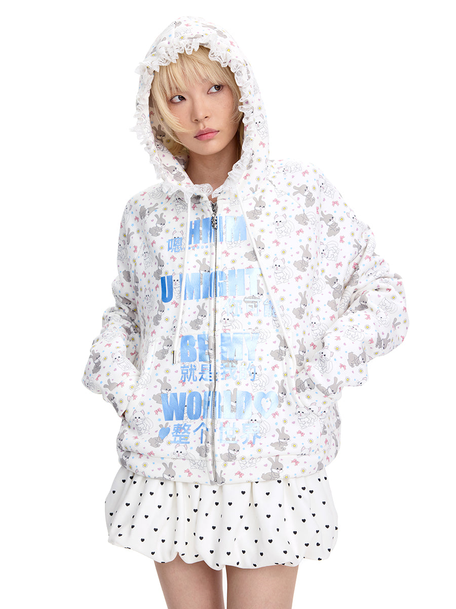 MY WHOLE WORLD’ ZIP-UP HOODIE
