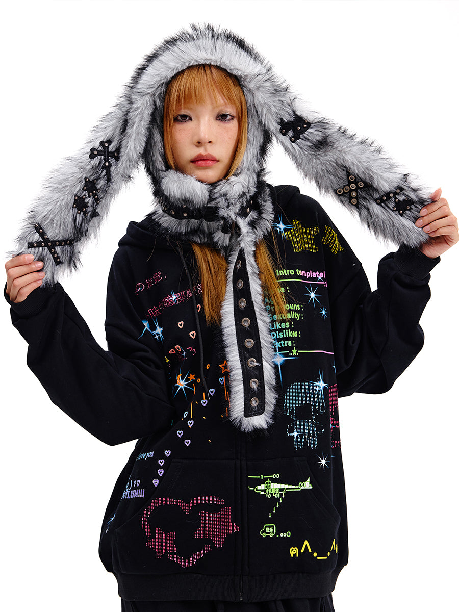 GRAY BUNNY HOOD HAT