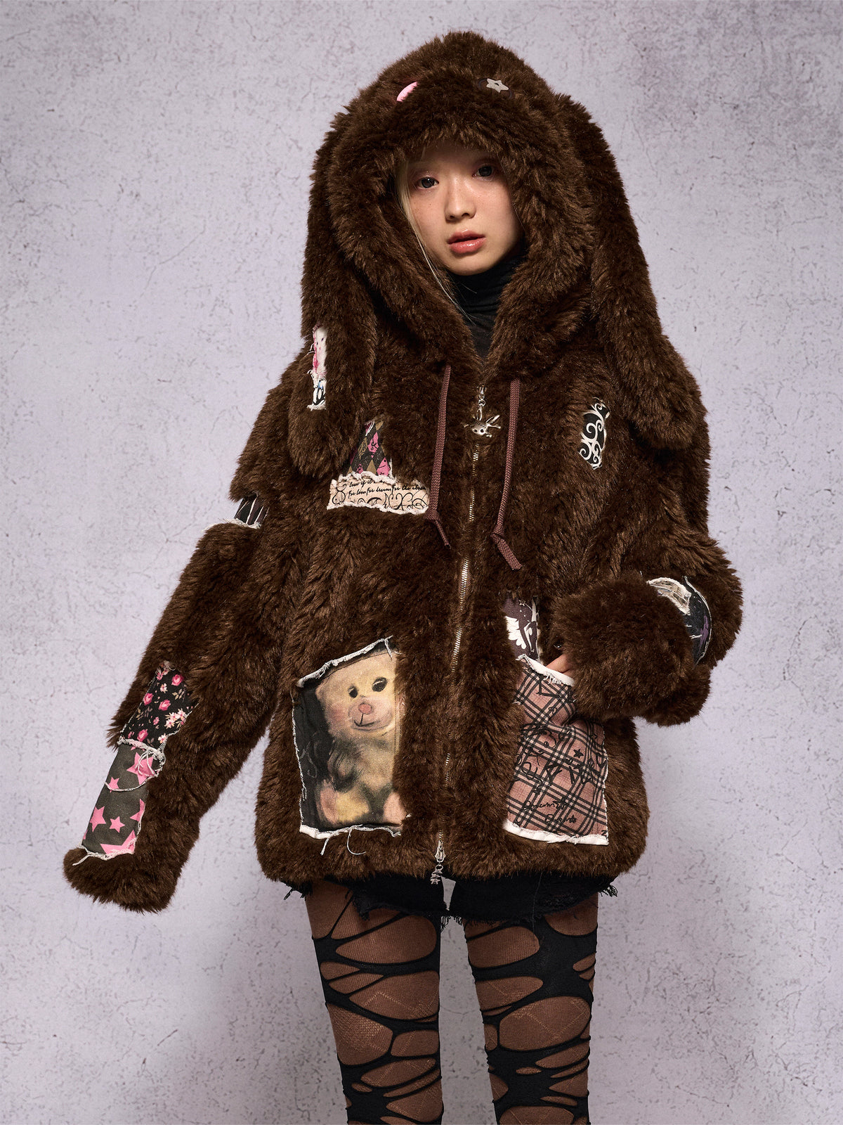 BUNNY DOLL PATCH FUR COAT