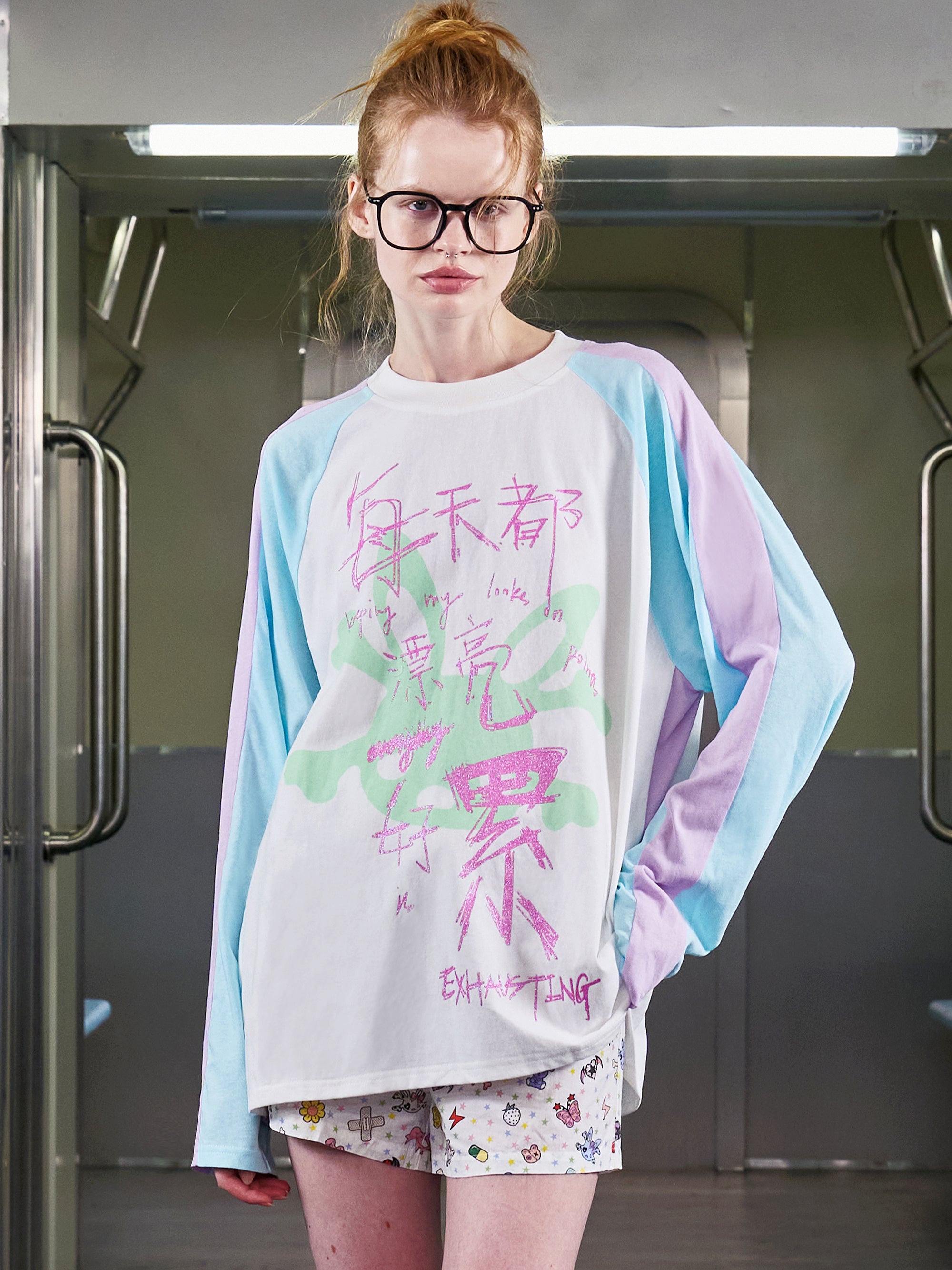EXHAUSTED RAGLAN SLEEVE SHIRT
