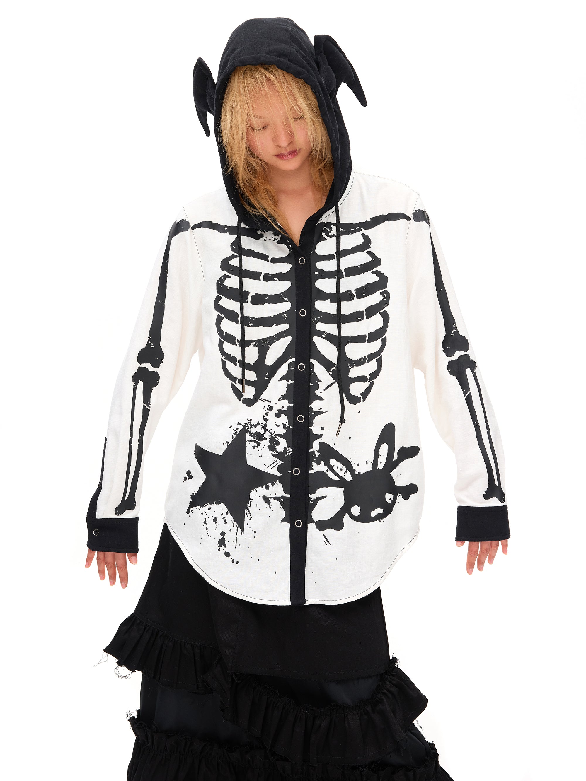 SKELETON HOODED SHIRT