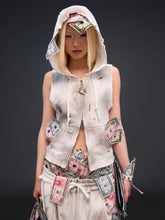 Load image into Gallery viewer, CASH RIPPED SLEEVELESS ZIPUP HOODIE
