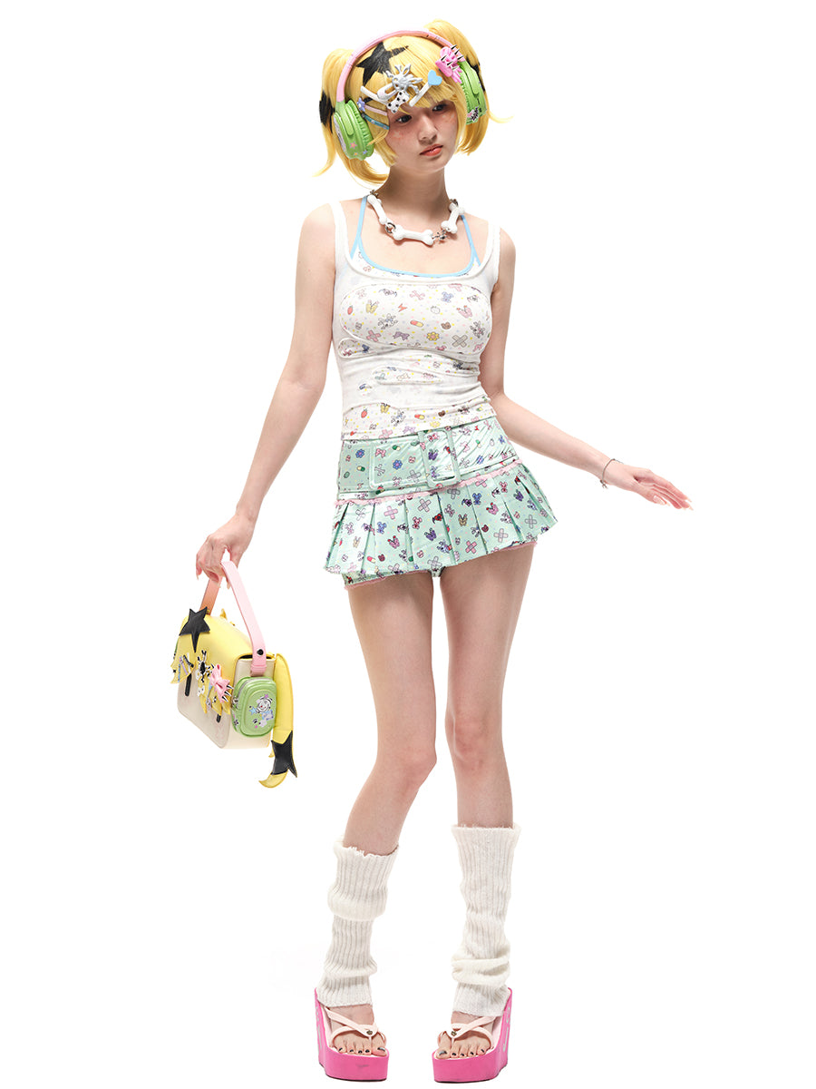 STICKER PLEATED SKIRT