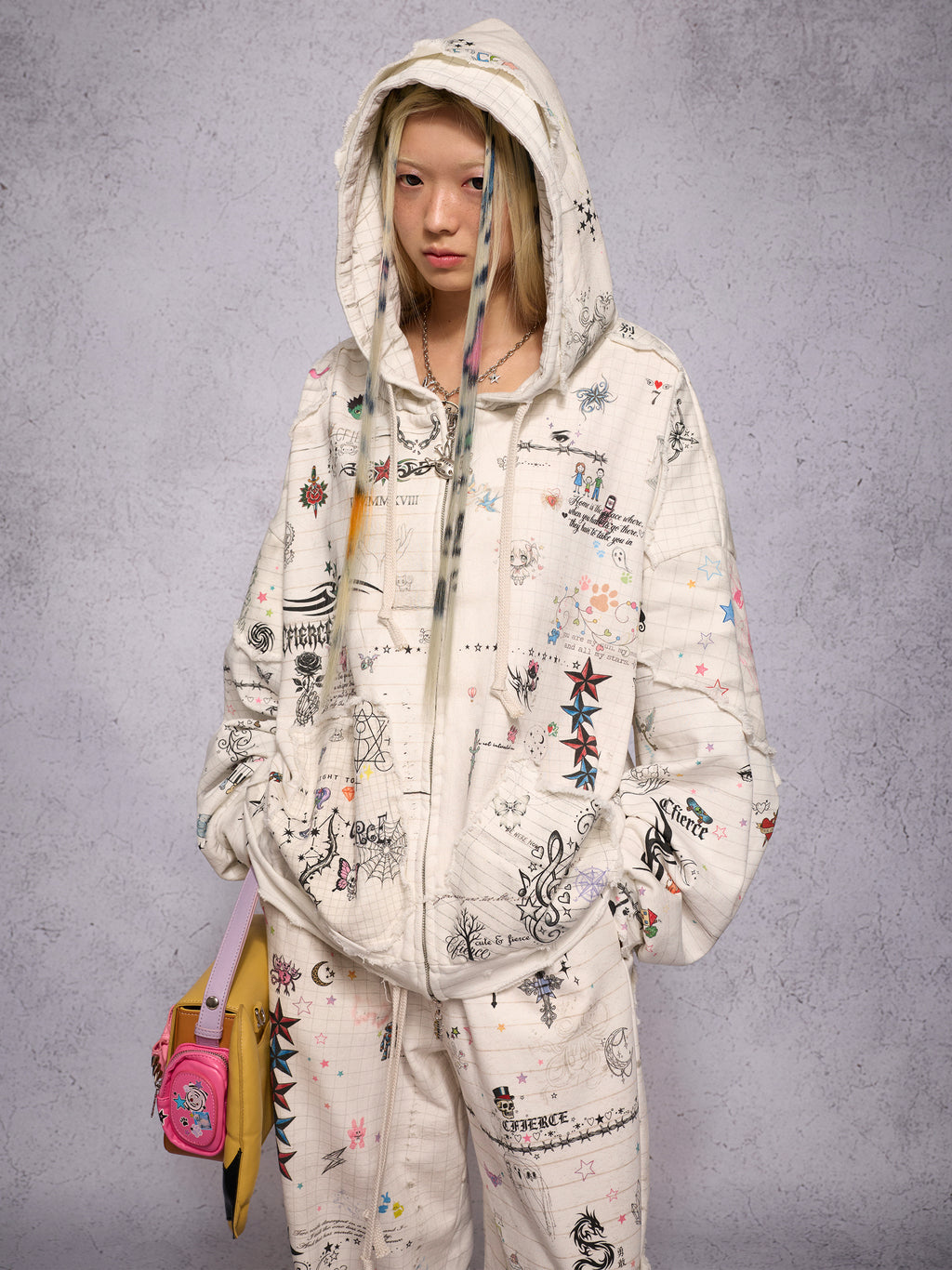 TORN SKETCH DISTRESSED HOODIE