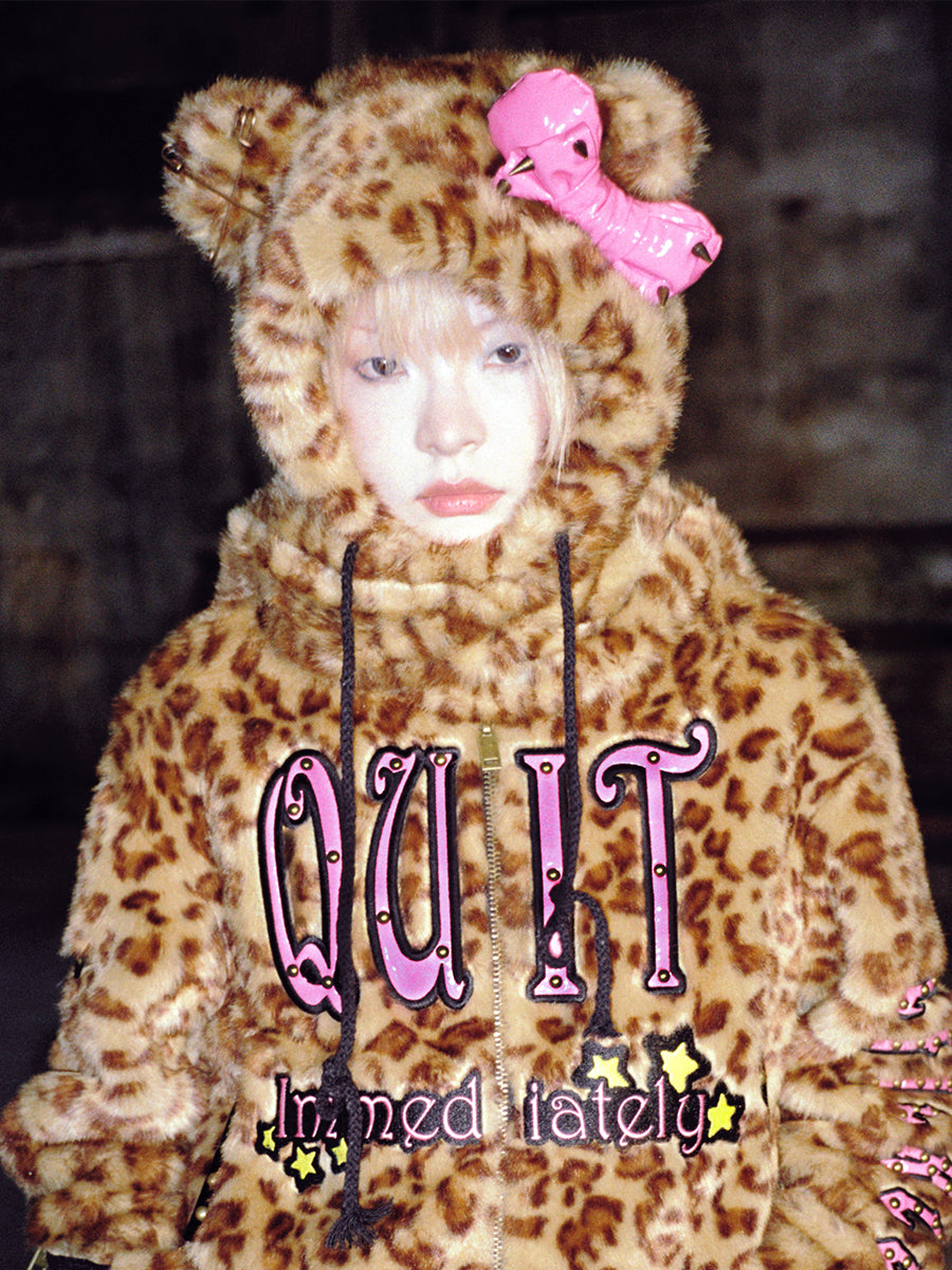 CUTIE LEOPARD HOODED SCARF