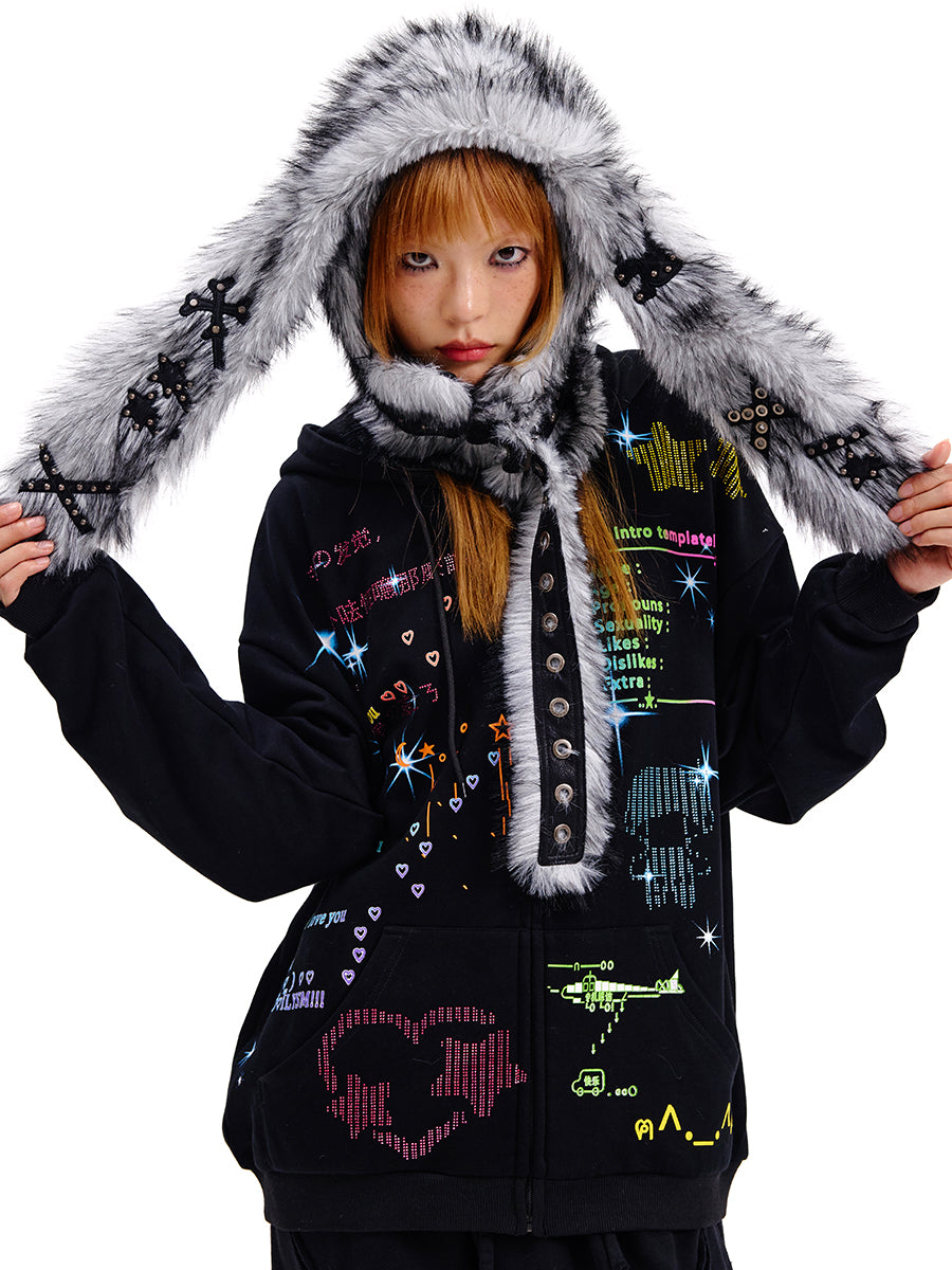 EMOTICON ZIP-UP HOODIE