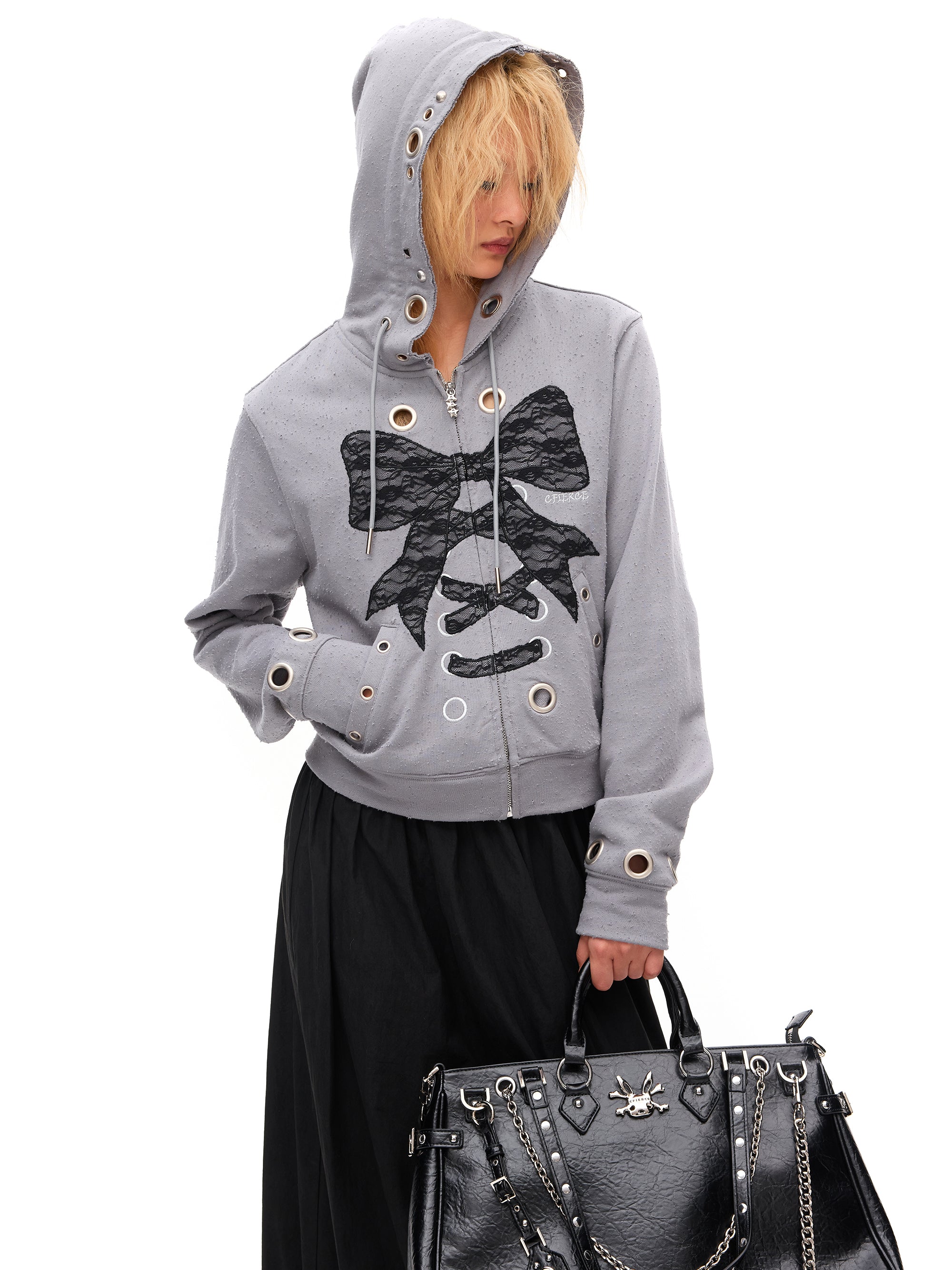 LACE BOW HOODIE