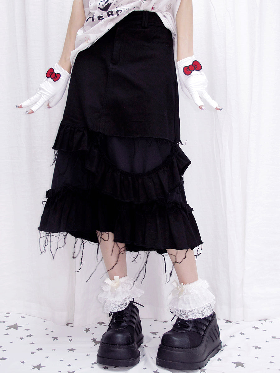 BLACK DENIM SKIRT