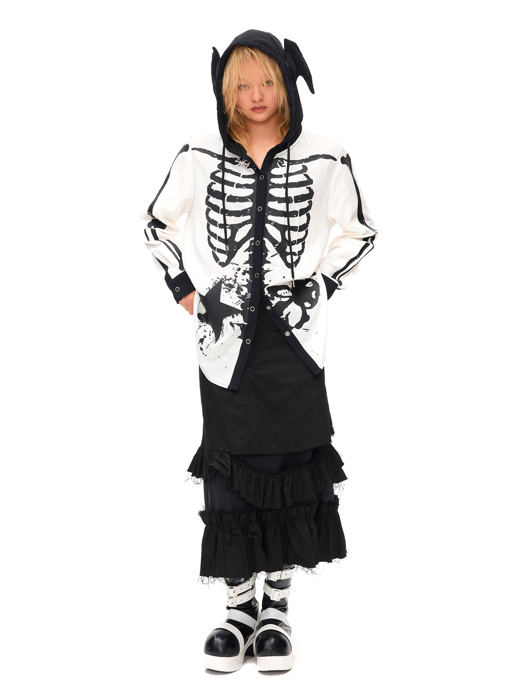 SKELETON HOODED SHIRT