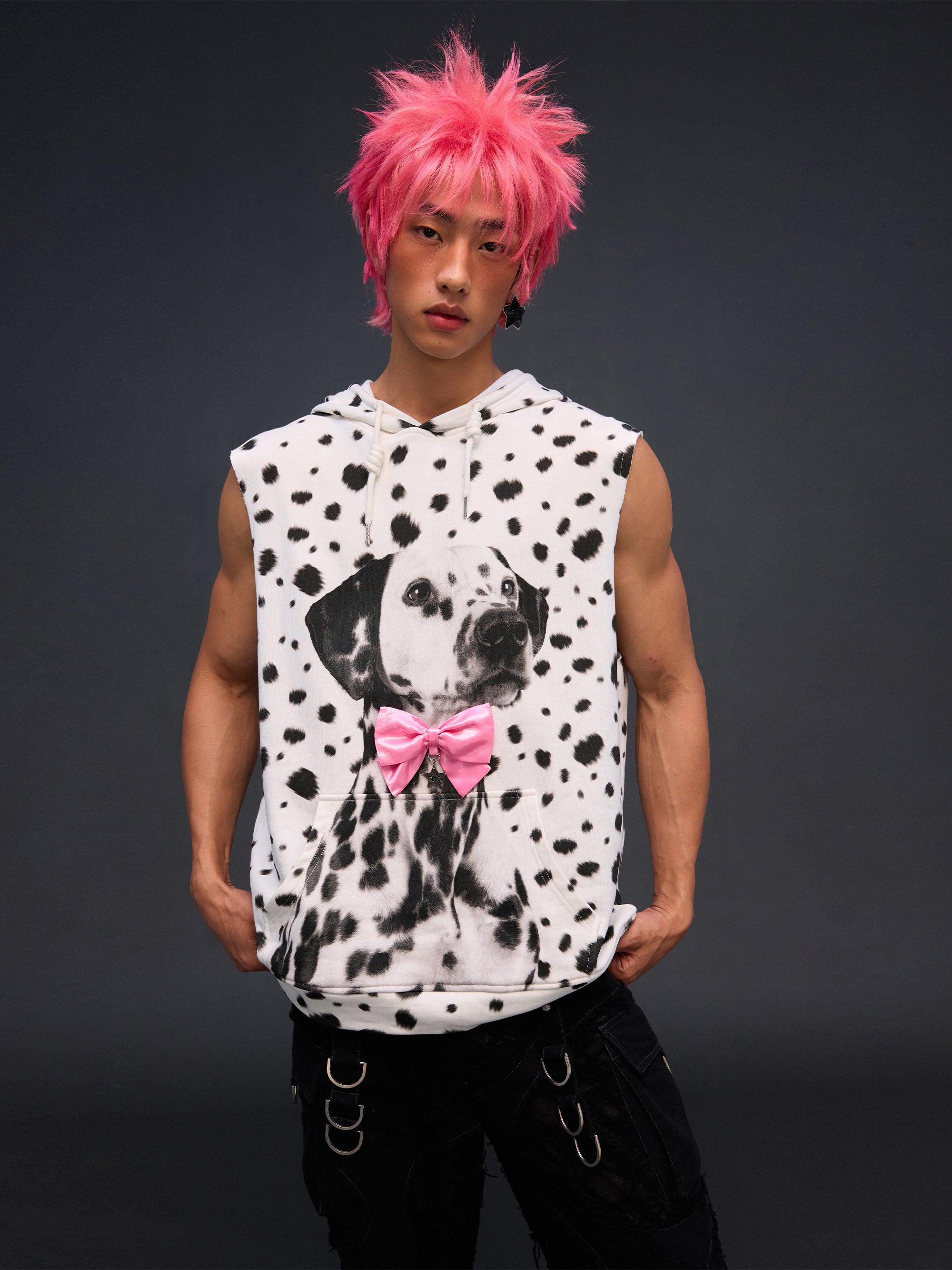 DALMATIAN SLEEVELESS HOODIE