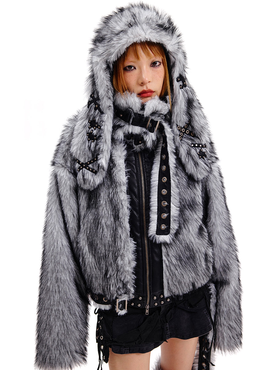 GRAY BUNNY HOOD HAT