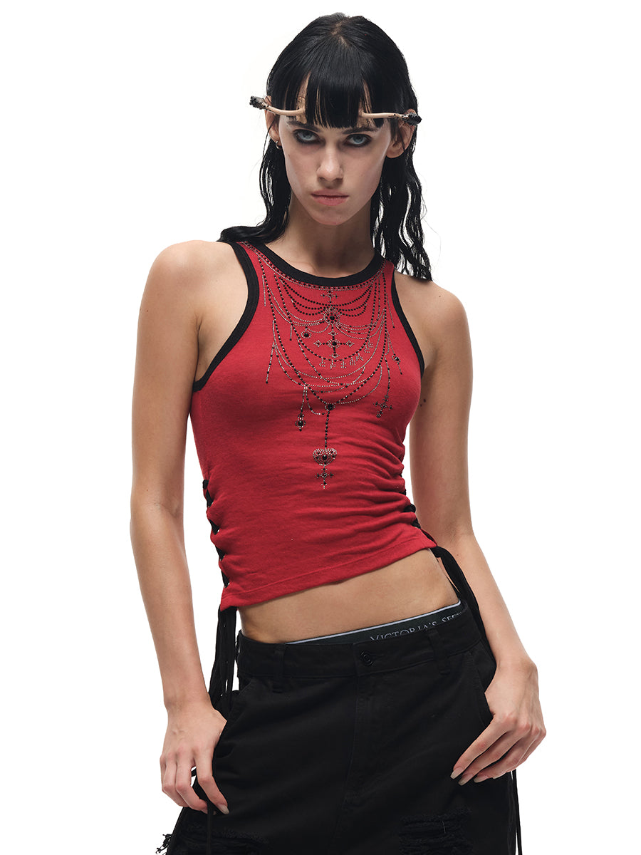 RHINESTONE NECKLACE TANK TOP