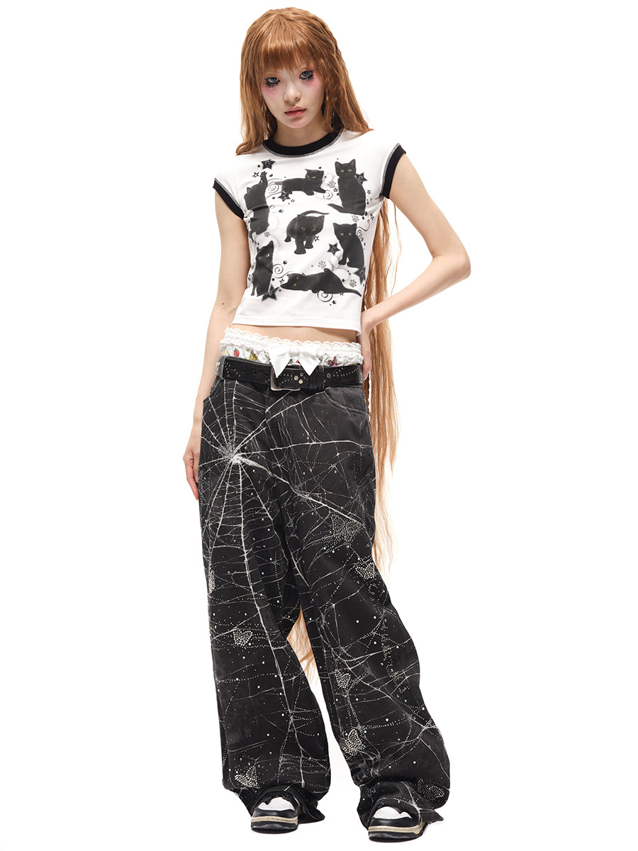 SPIDERWEBS RHINESTONE JEANS