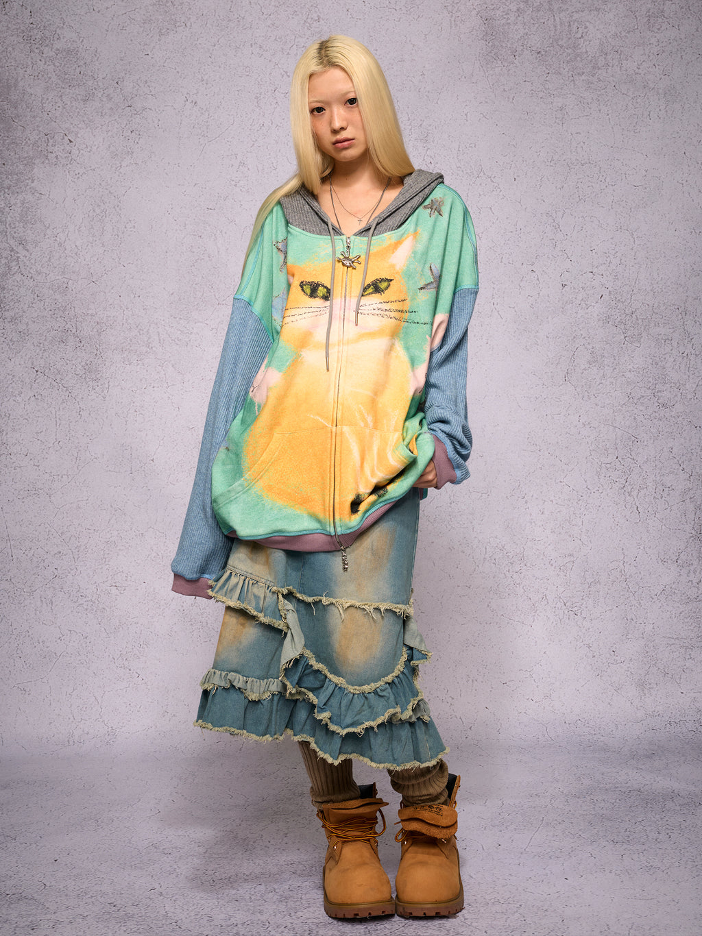 FAIRY CAT PATCHWORK HOODIE