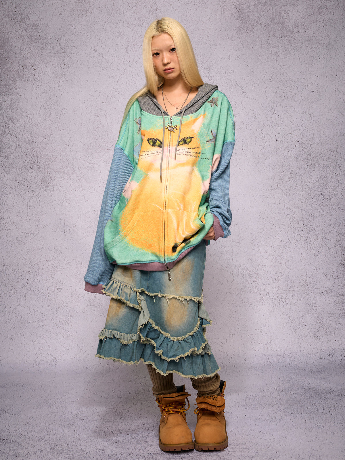 FAIRY CAT PATCHWORK HOODIE