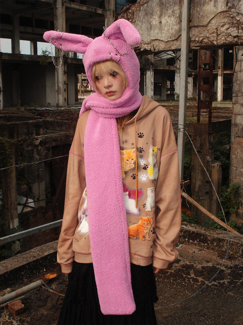 PUNK BUNNY HOODED SCARF