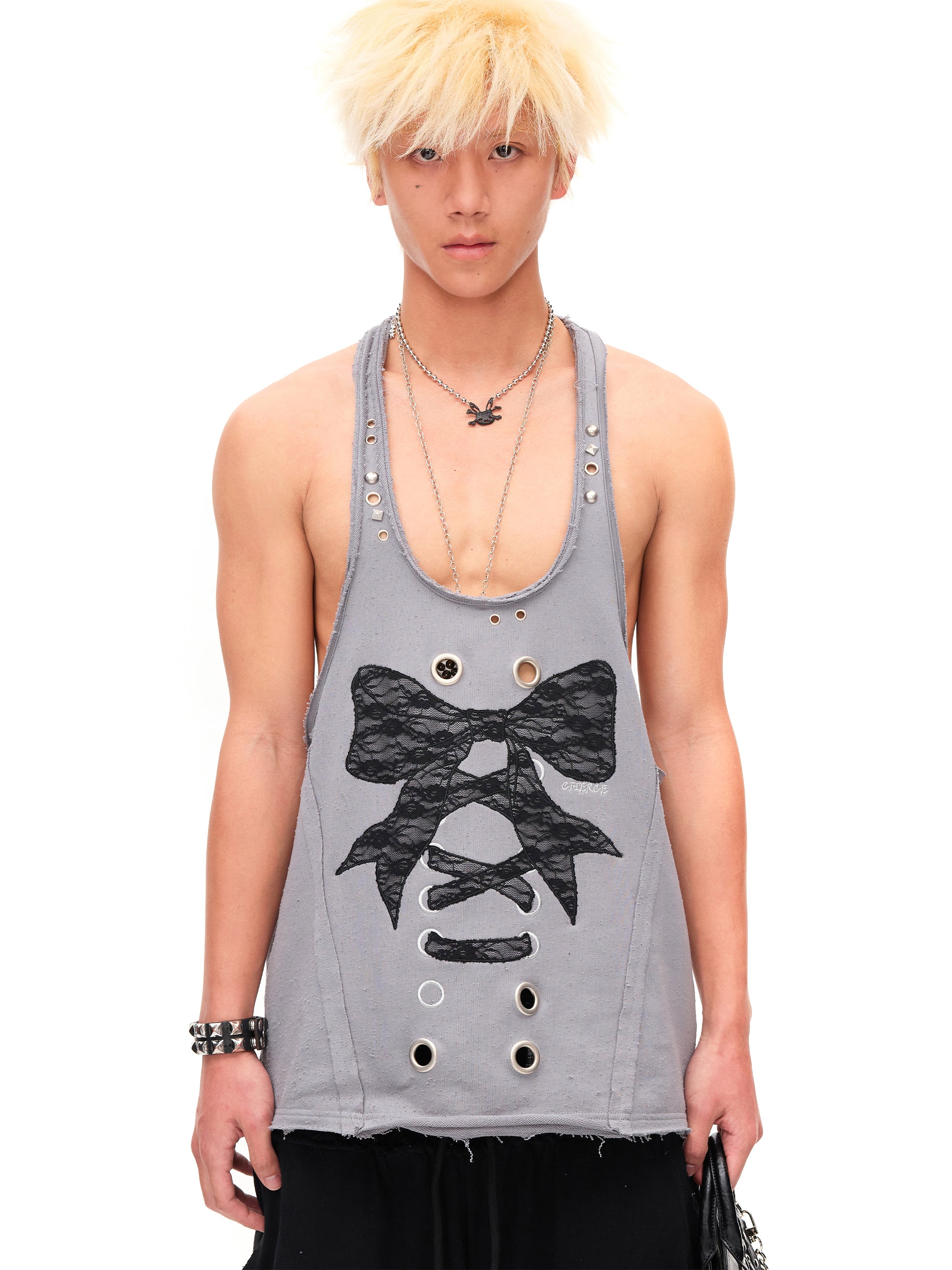 LACE BOW LOOSE TANK TOP