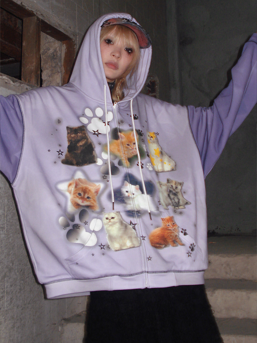 KITTY ZIP UP HOODIE