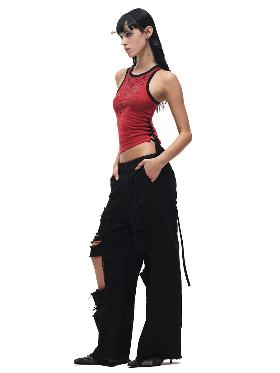 RHINESTONE NECKLACE TANK TOP