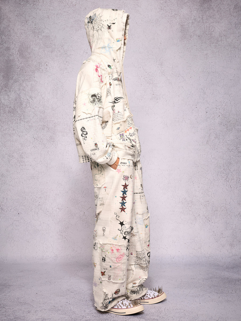 TORN SKETCH DISTRESSED HOODIE
