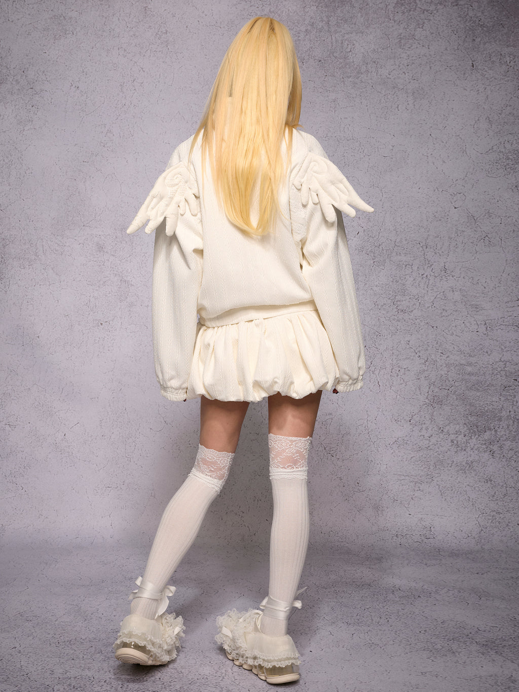 KNIT PANEL RHINESTONE WING JACKET