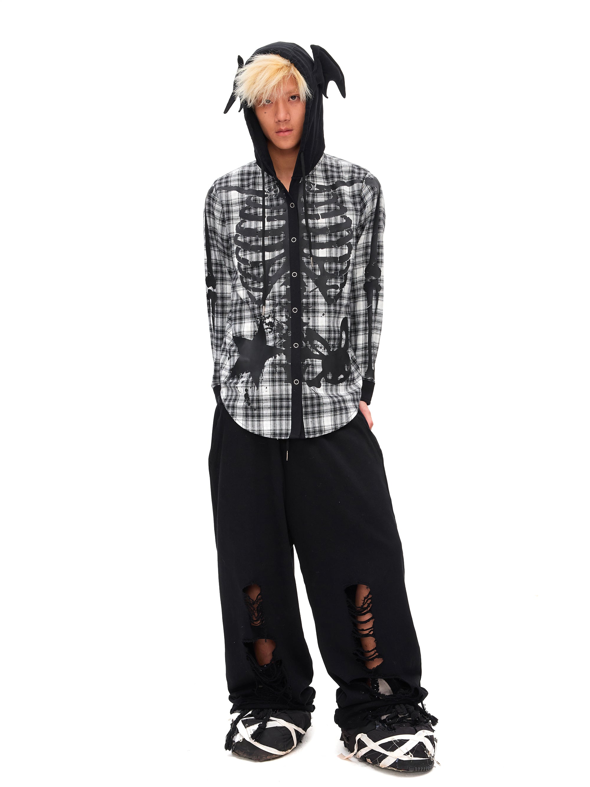 SKELETON HOODED SHIRT