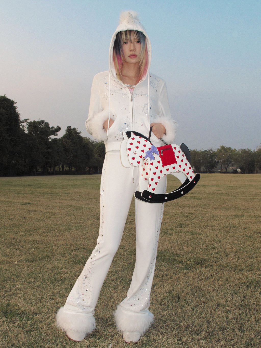 UNICOIN VELVET FLARED PANTS