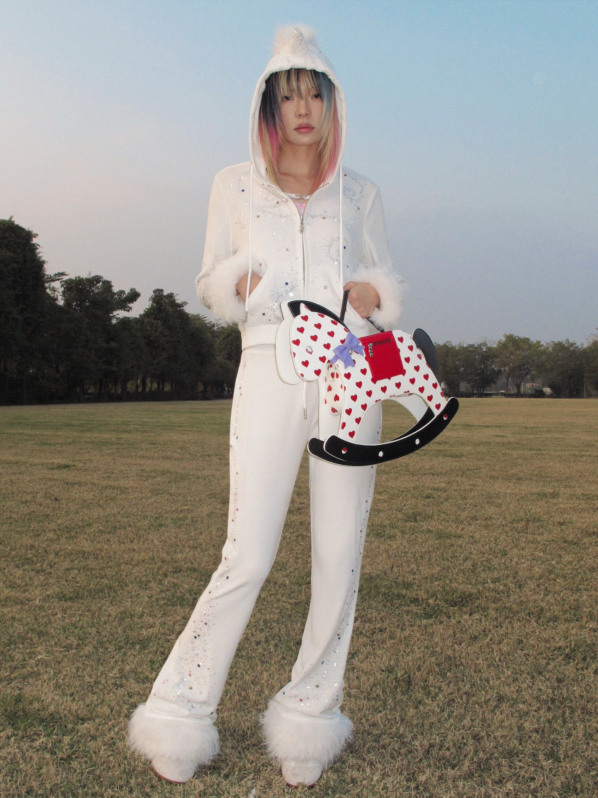 UNICOIN VELVET FLARED PANTS