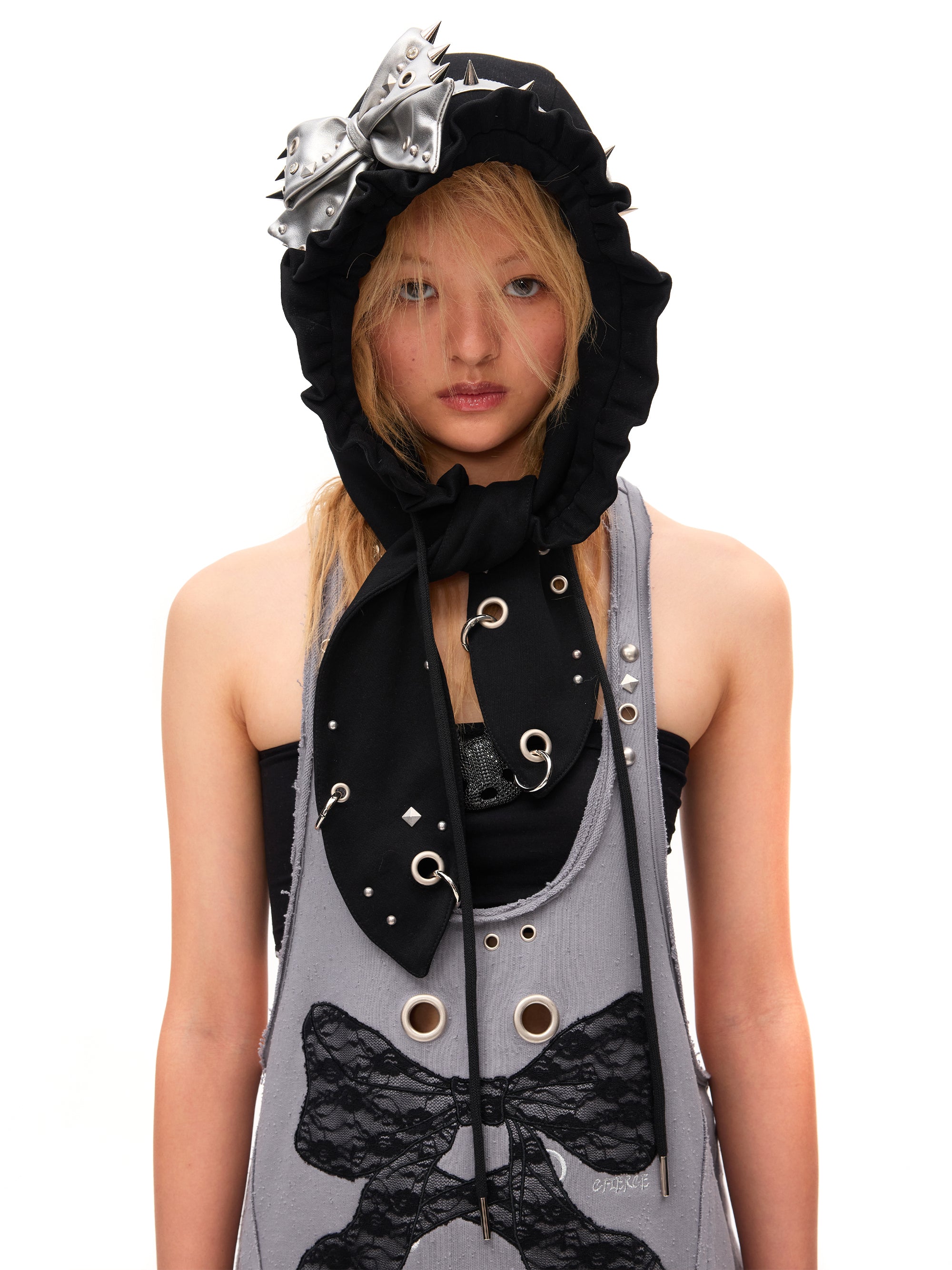 STUD BOW BUNNY HOOD HAT