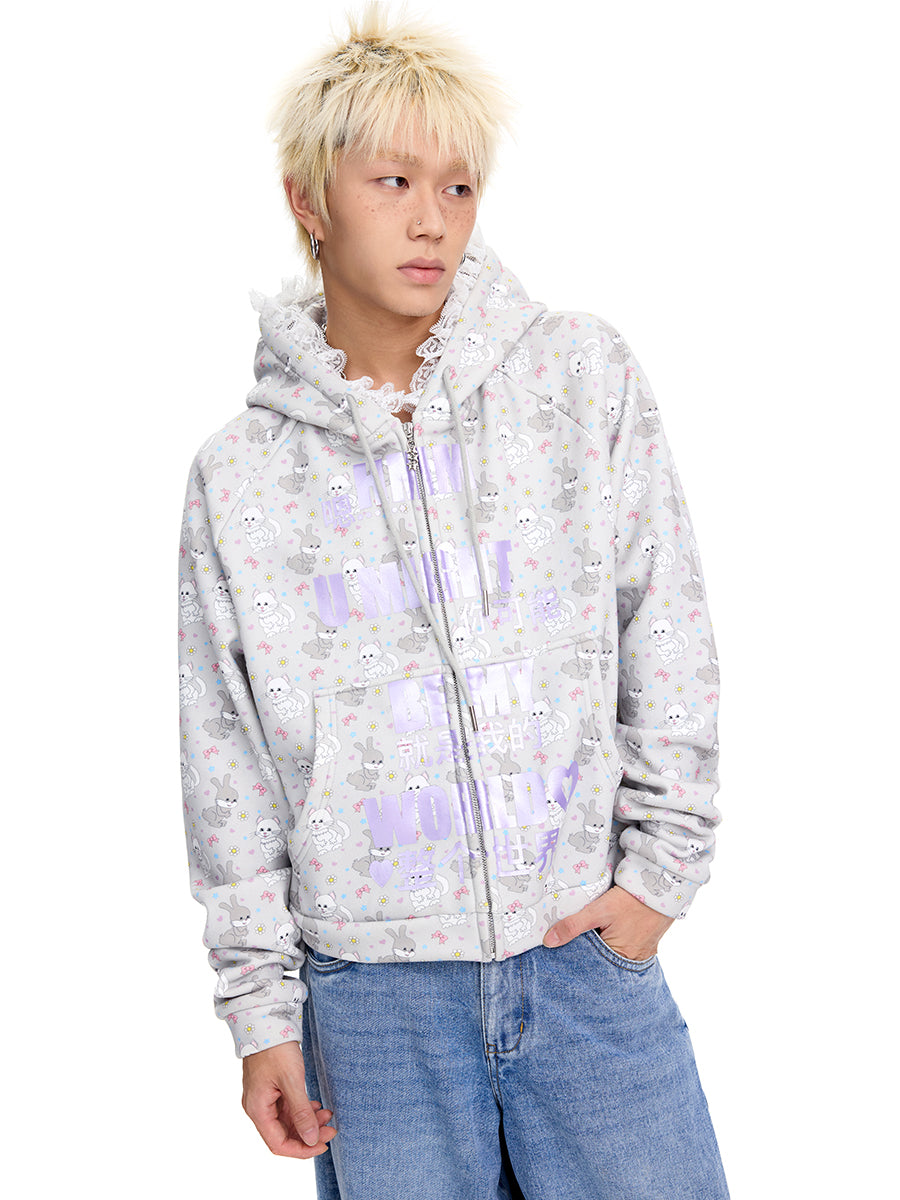 MY WHOLE WORLD’ ZIP-UP HOODIE