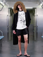 Load image into Gallery viewer, LETTER-PATCH LONG HOODIE COAT WITH FUR COLLAR

